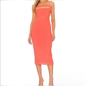 AFRM Revolve Ambel peach coral cutout bodycon midi dress size S NWT